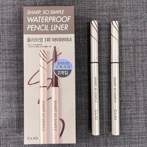 NWT CLIO Sharp, So Simple Waterproof Pencil Liner Double Set - 04 DARK BROWN